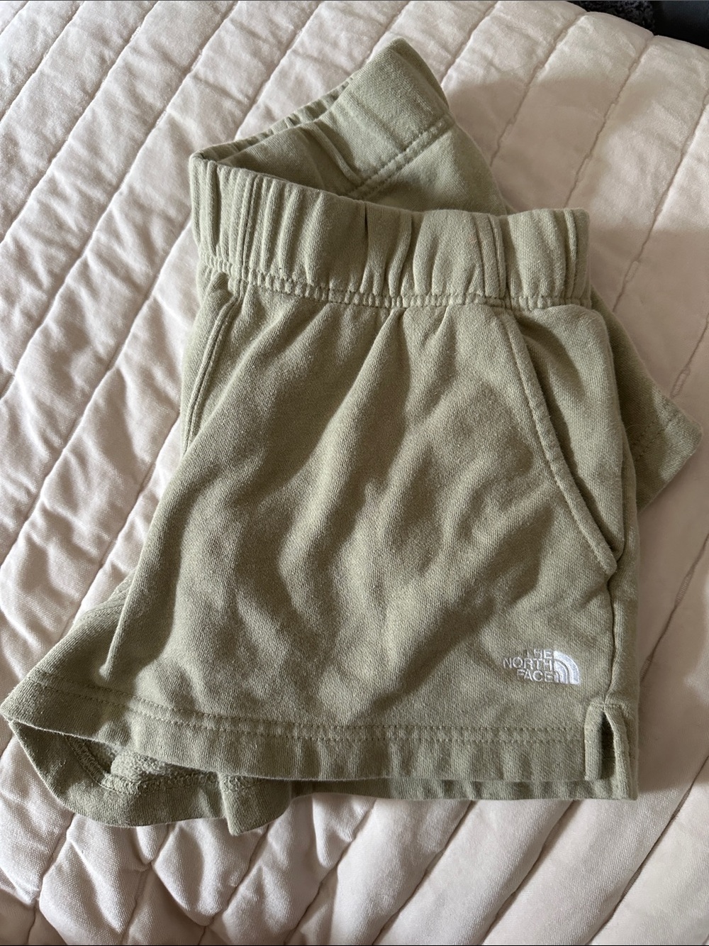 The North Face Olive Shorts with White Logo